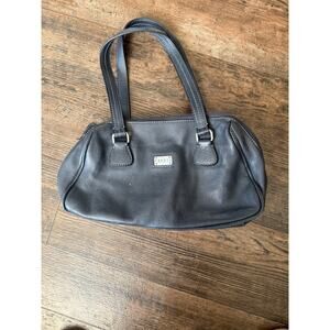 Fossil Vintage Shoulder Strap Black Leather Satchel Zip Bag